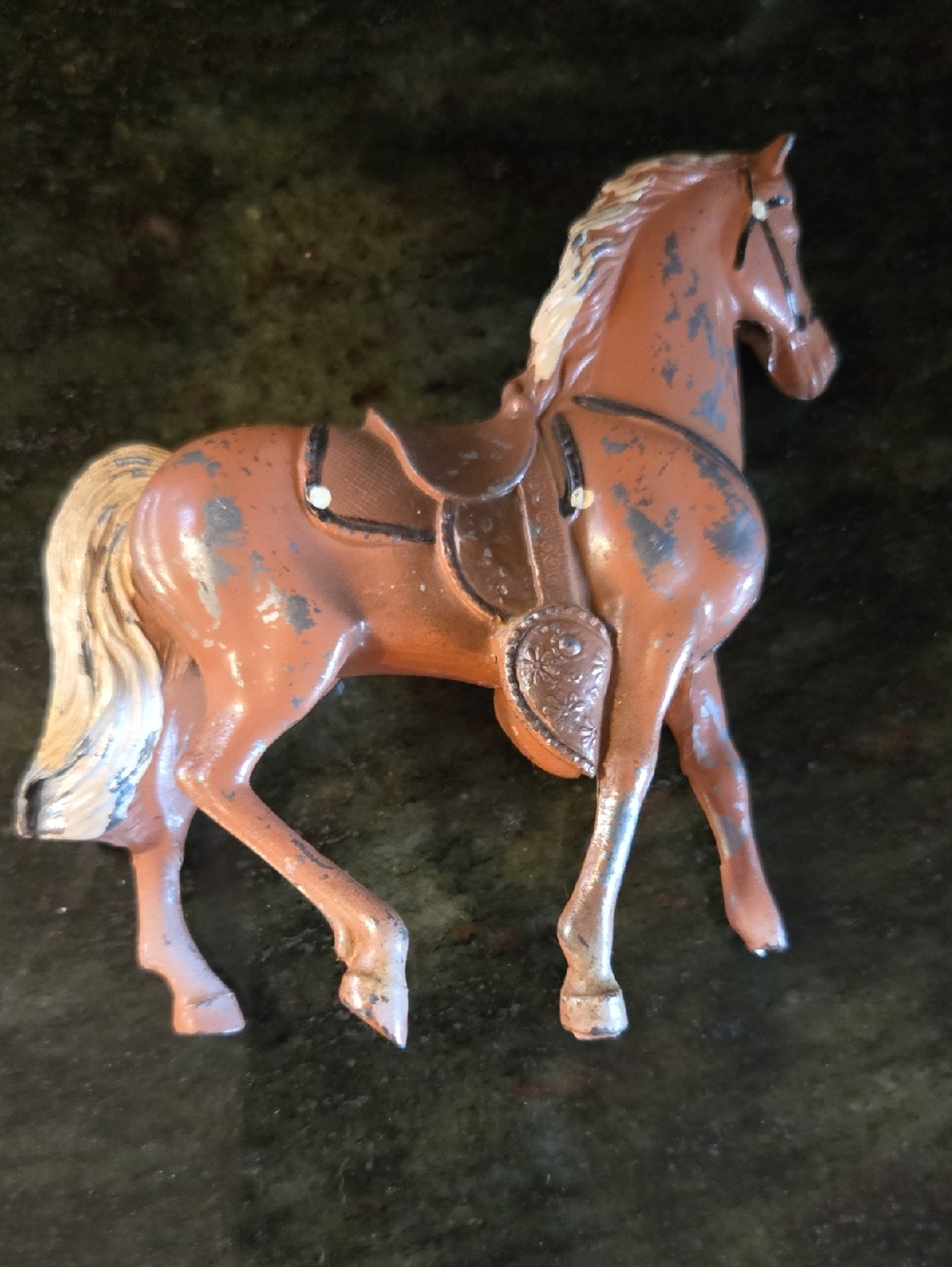 Vintage Mini 2.25" Tall Cast Metal Painted Horse